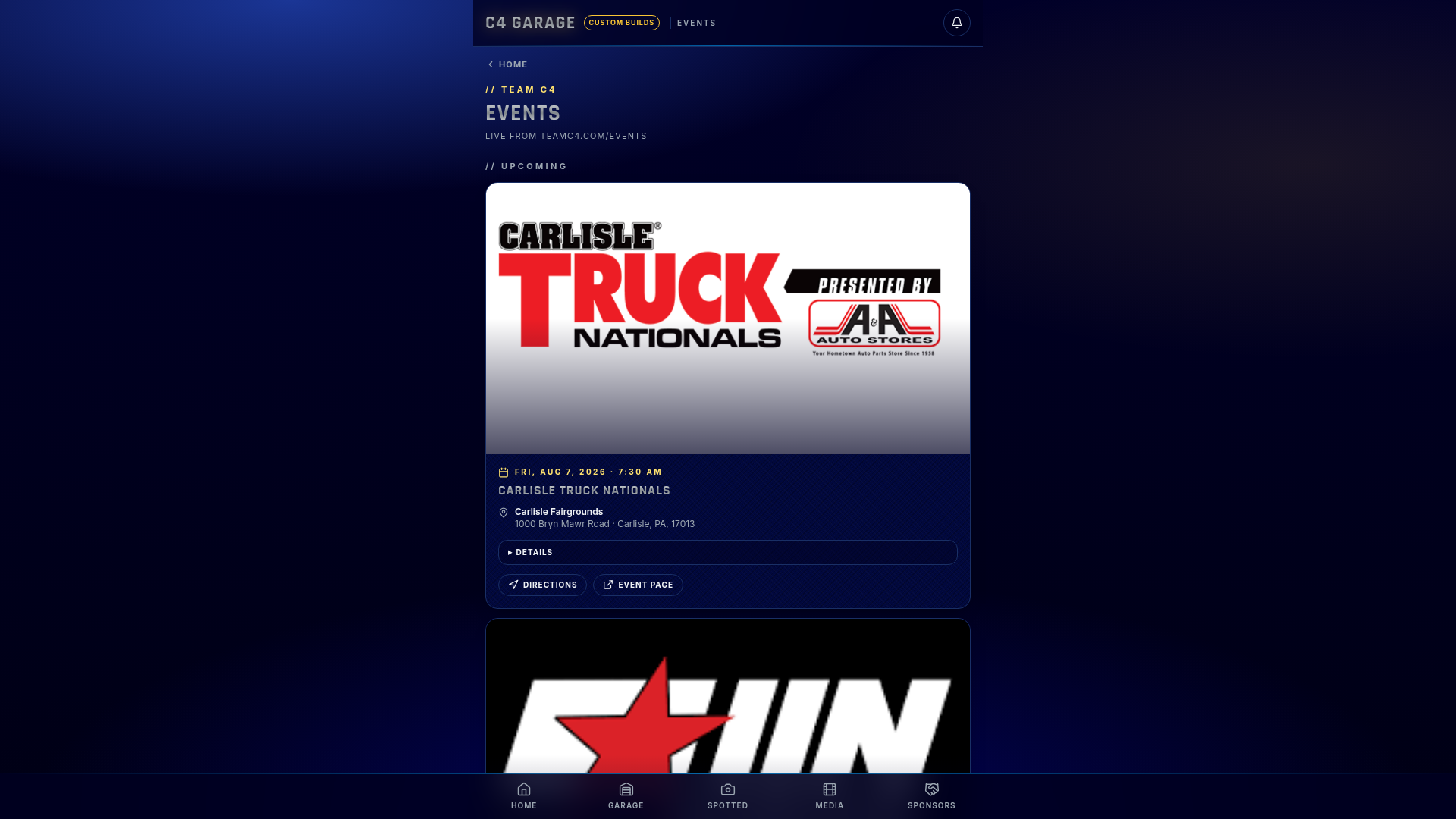 C4 Garage — Events