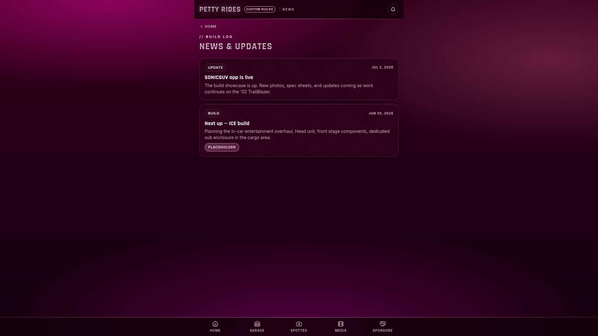 Petty Rides — News